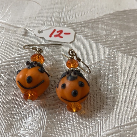 Pumpkin and Spider Earrings - Picture 3 of 3